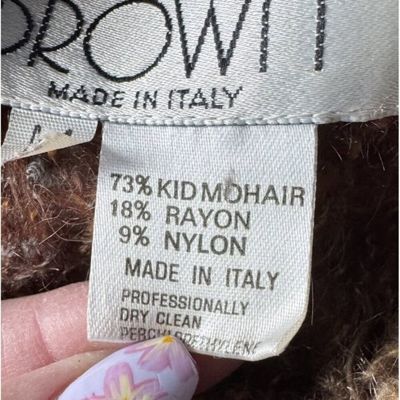 Vintage 80s Agatha Brown Woman's Sz M Brown Mohair Blend Caredigan Sweater Italy - Picture 5 of 10